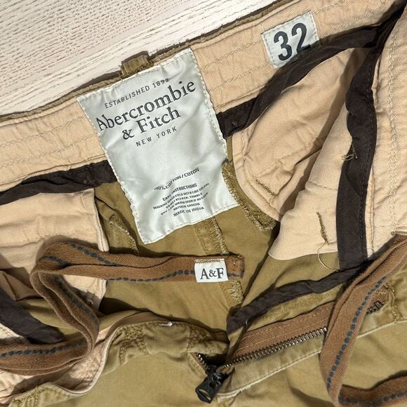 Abercrombie & Fitch Cargo Shorts Mens 32 Khaki Paratrooper Relaxed A&F Y2K *Read - Picture 2 of 16
